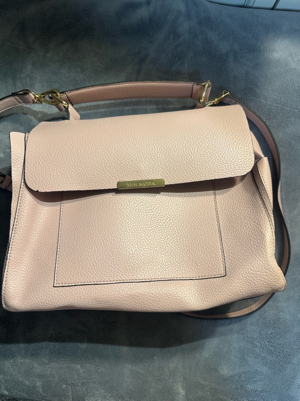 Pebbled Leather Shoulder Bag in Light Pink